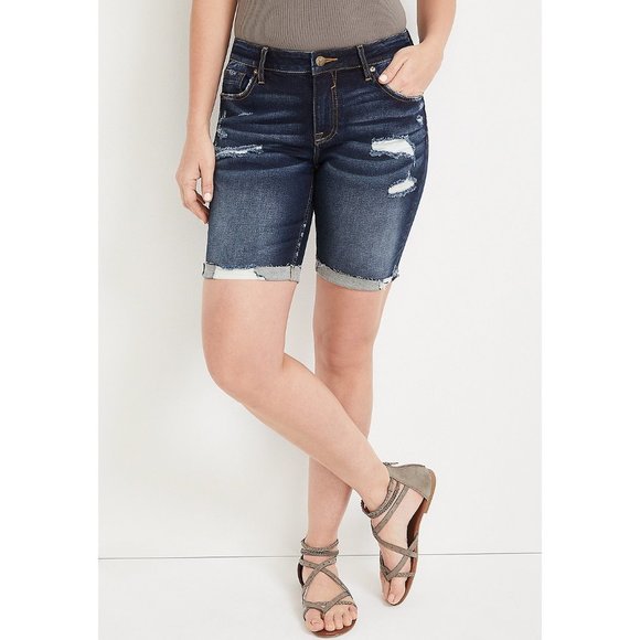 Vigoss NWT Marley Short Size 27 Distressed, Dark Wash Retail $50